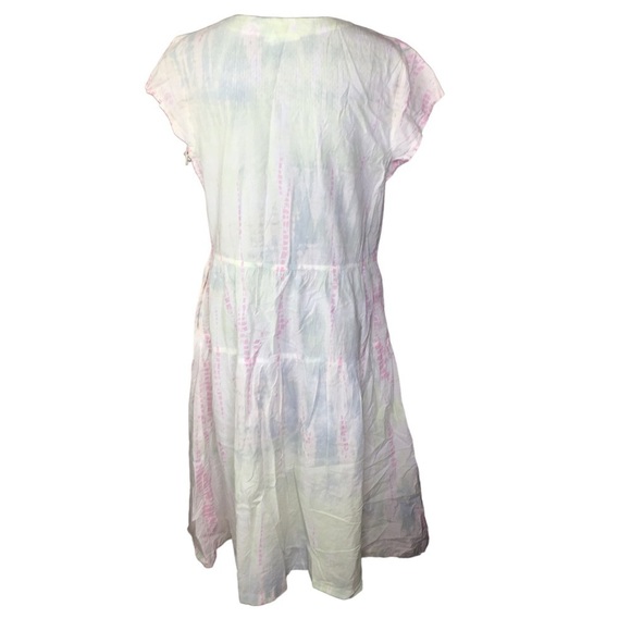 New Anthropologie Lacasa tie dye dress size large White pastel 100% cotton - Picture 2 of 9